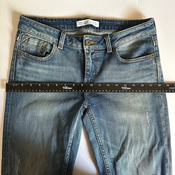 ZARA Basic Z1975 Denim Women's Rolled up embellished distressed Jeans Size US 8 - Picture 12 of 13